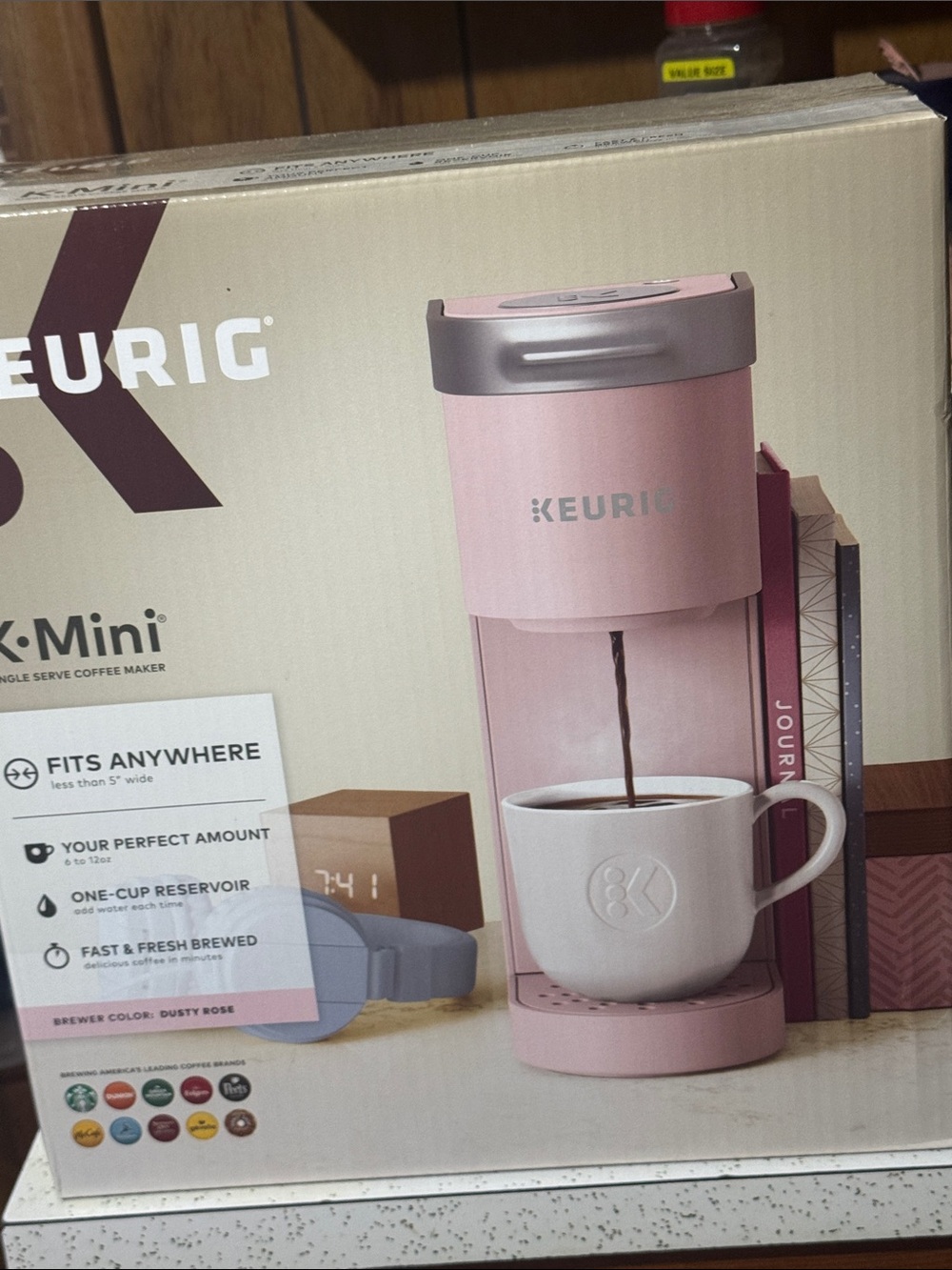 Keurig K-Mini Single Serve Coffee Maker - Dusty Rose with Silver Accents